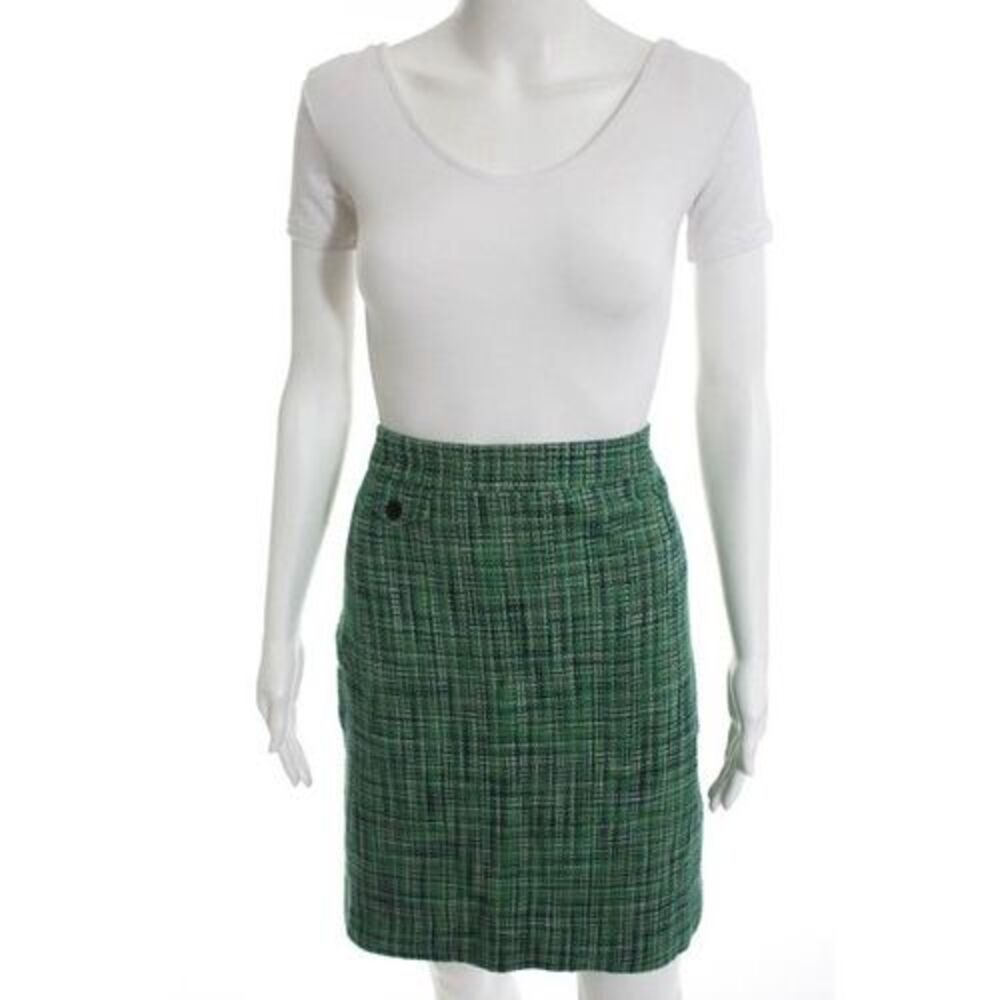JCrew Green Cotton Tweed A-Line Skirt Size 2